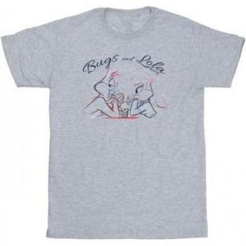 T-shirt cotone grigia Bugs e Lola per ragazze Looney Tunes