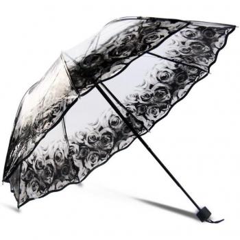 Cherry Blossom Butterfly Transparent Rain Umbrella for Women