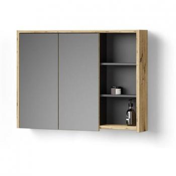 Specchio con Contenitore Bagno Vomano Rovere Antracite Livinity 100x75 cm