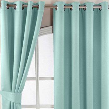 Homescapes Pastel Blue Herringbone Chevron Blackout Thermal Curtains Pair Eyelet Style, 45x72'