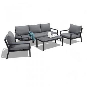 Set Salotto Giardino 3 Pezzi Antracite con Divano, 2 Poltrone e Tavolino