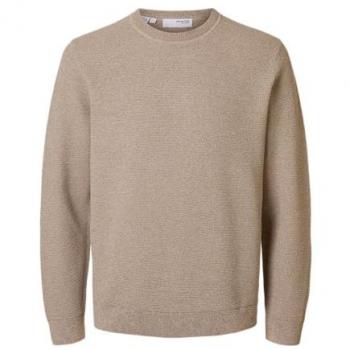 SELECTED HOMME Strickpullover mit Strukturmuster Modell 'ROSS' in Ecru Melange, Größe M