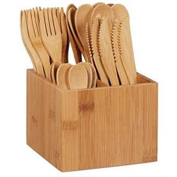 Relaxdays Natural Bamboo Cutlery Pack, 41 Pieces