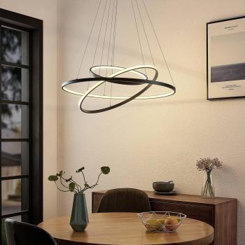 Lucande Ezana Metallpendelleuchte, Ø 80 cm, Schwarz