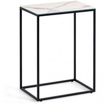 Rewena Beistelltisch Kave Home – 30 × 45 × 60 cm, Stahl‑Keramik, Weißes Finish