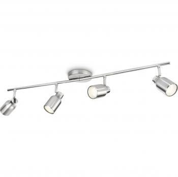 Energiespar-Spotleiste Philips Ecomoods 4‑fach, Stahl gebürstet – 10 W GU10