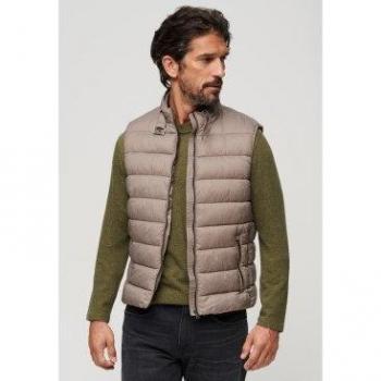 Chaleco guateado ajustado beige Superdry para hombre