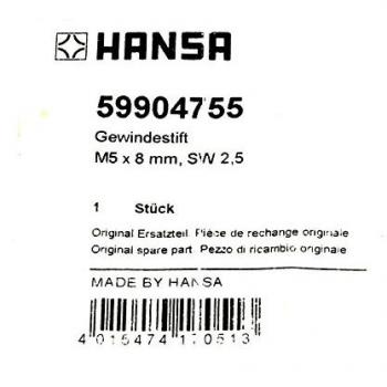 Hansa Match0 59904755 M5x8 – Kit Six Pans Creux – Pièce de Rechange