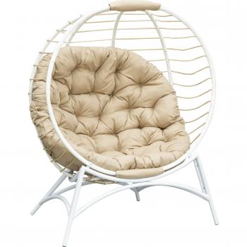 Oeuf Sur Pied Fauteuil Pliante – Métal et Résine, Beige Inclus