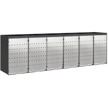 Chariot à roulettes pour 3 poubelles Anthracite