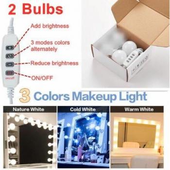 Lumière LED pour miroir de maquillage, 3 couleurs, variateur de lumière, 8 ampoules USB