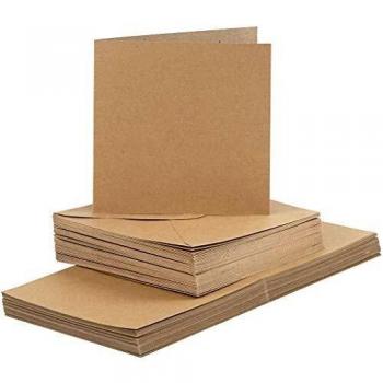 Naturally Dyed 15x15 cm Paper Cards and Envelopes, 50 Count