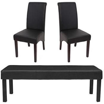 Banc et deux chaises M37 noir similicuir