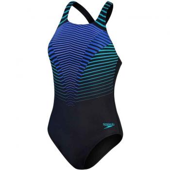 Speedo Eco Damen Badeanzug Medalist in Blau und Schwarz