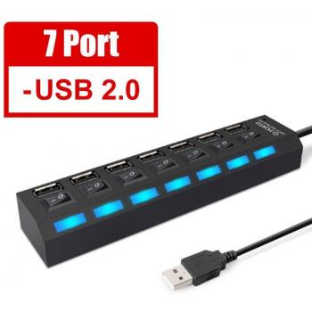 HUB YTOM 3.0 USB 2.0 Expansor Multi‑Puerto 4‑7 con Controlador de Energía