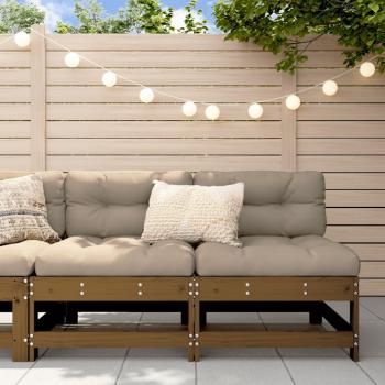 Garden Middle Sofas 2-Piece Set, Honey Brown, Solid Wood, Pine, vidaXL