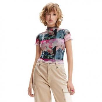 Body Desigual Rosa com Estampa Colibrí