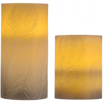 Pauleen Cosy Feather LED Wachskerzen Set Grau und Weiß, 2x 0,2W, 8lm