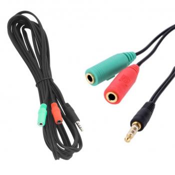 Cabo de Som Jack 3.5mm Macho para 2 Saídas Fêmeas 3.5m