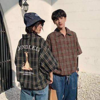 Summer Youth Loose Lapel Plaid Shirt