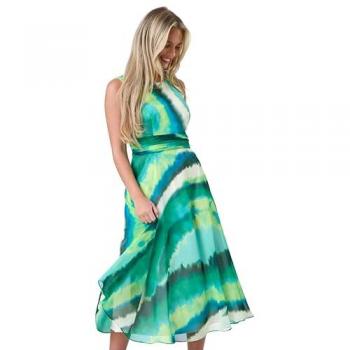 Women's Green Tie‑Dye Midi Dress – Roman Style