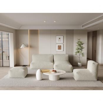 Canapé modulable avec fauteuil et pouf beige NOUMARA