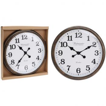 H&S Orologio da Parete London Bianco e Marrone