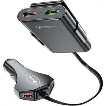 Cargador de coche con cuatro puertos USB y carga rápida QC3.0