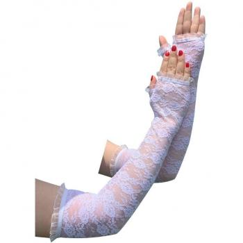 JaneVini 44cm Braut Lange Handschuhe Oper Länge Finger Schwarz