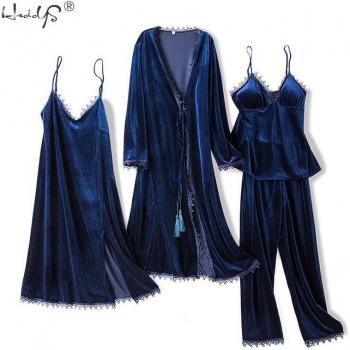 Velvet 4-Piece Women's Nightwear Set