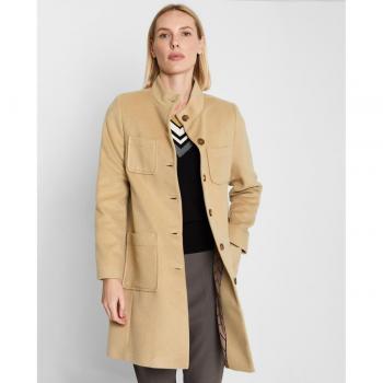 Abrigo midi de mujer con cuello mao y bolsillos Trucco