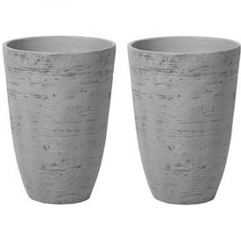 Set di 2 vasi tondi grigi per interni ed esterni 35 x 50 cm