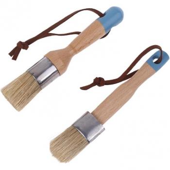 Kreidefarbe Wachs Pinsel Set mit Ergonomischem Holzgriff (2 Stück)