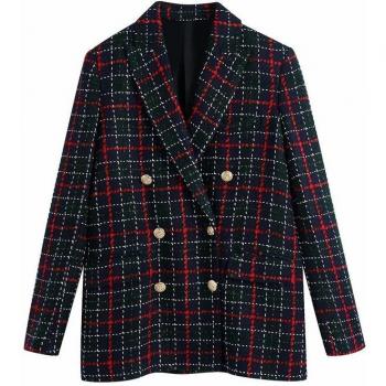 Blazer de Cuadros con Falda Alta para Mujer