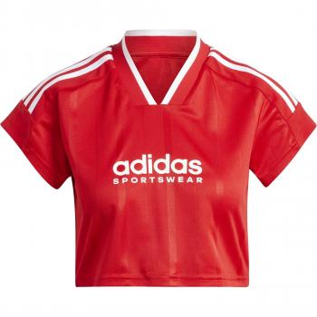 Camiseta Cropped adidas Tiro Cut 3 Bandas Rojo Mujer