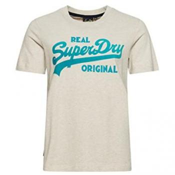 Superdry T-shirt Femme Coton Bio Scripted Vintage Beige XL