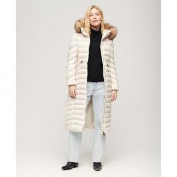 Superdry Fuji Faux Fur Raincoat Longline – Grey Women (M)