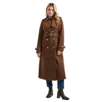 Dorothy Perkins Women’s Chocolate Buttoned Longcoat with Cuff – Size 18