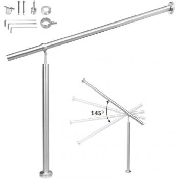 Ringhiera d’Ingresso Inox 160 cm, Montaggio Laterale con Angolo Variabile