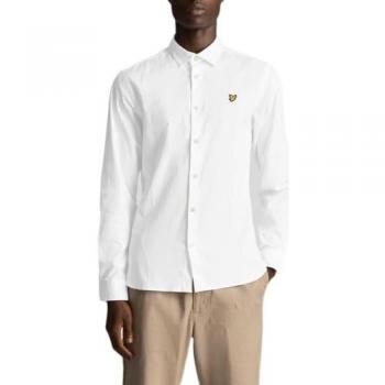 Lyle & Scott Popeline Langarmhemd Herren Slim Fit Weiß 2XL