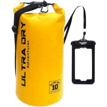 High-Quality Waterproof Dry Bag with Long Adjustable Strap and Phone Protection for Kayaking, Boating, Canoeing, Fishing, Rafting, Swimming, Camping, Snowboarding (Yellow 20 L)