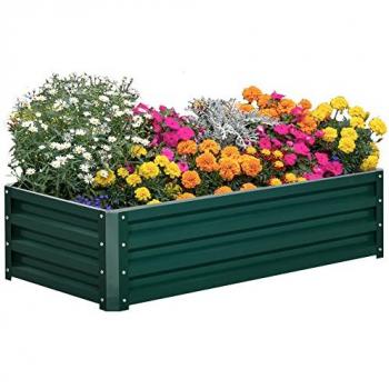 Jardinera de Acero Galvanizado para Cultivar Flores y Hierbas 120x60x30,5 cm