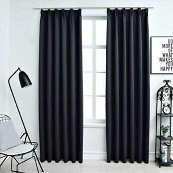 Anthracite Blackout Curtains with Grommets and Rod Pocket Top, 2 Panel Set, 140x245 cm, Vidaxl