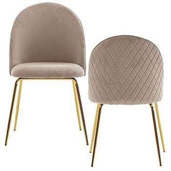 KADIMA DESIGN POLLY Esszimmerstuhl 2er Set mit Samtbezug und Diamantrückenmuster