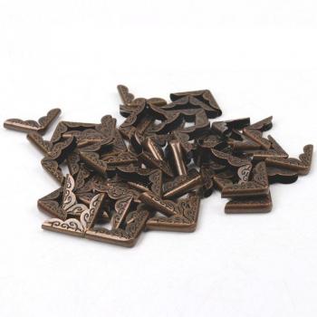40Pcs Bronze Metal Flower Design Corner Protectors 21x21x3mm