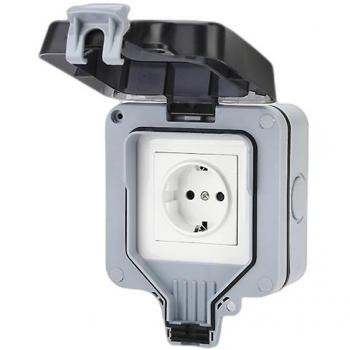 Presa Elettrica Da Muro IP66 16A 250V per Esterno Grigia