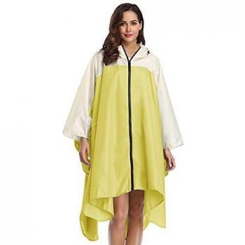Adult Waterproof Hooded Rain Poncho Jacket by Summer Mae – Creamy/White/Yellow