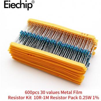 Kit de Resistencias con Anillos de Color 1% 30 Valores (10R a 1M) Metalizadas