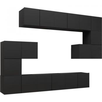 Meubles TV, armoire, buffet, salon, chambre 10 pièces en bois d’ingénierie noir