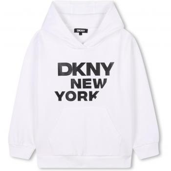 DKNY Capucha Kids: Sudadera Estampada Blanca 138 cm